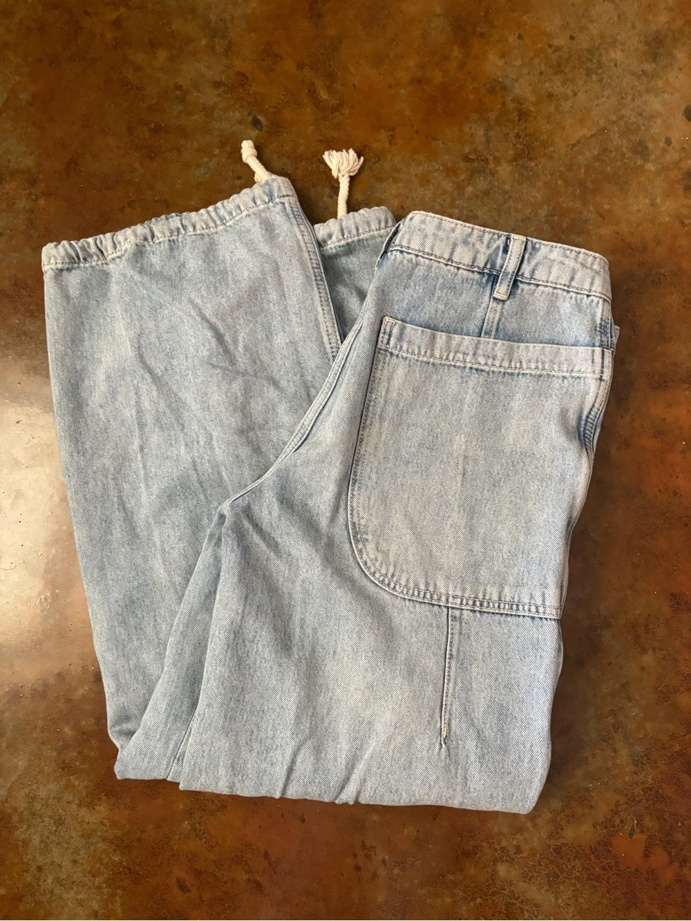 Free People Light Blue Washed Denim Cargo Jeans - Picture 3 of 3